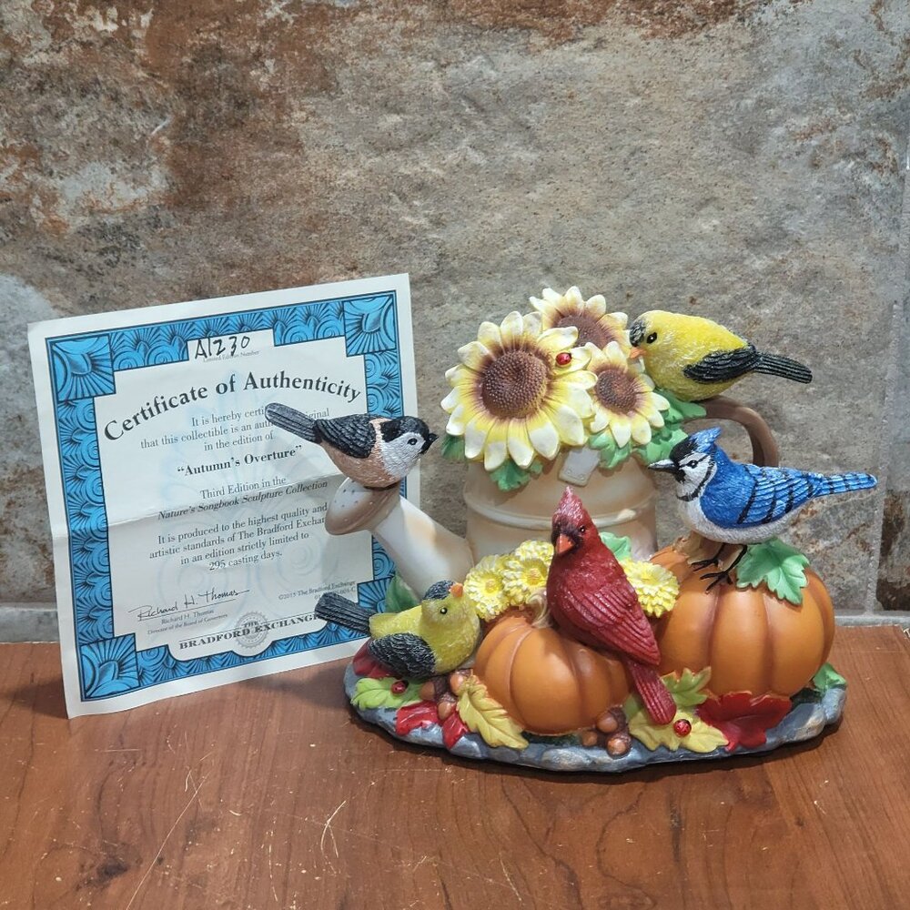 Bradford Exchange Touch Activated Songbirds Sculpture Autumns Overture A 1230
